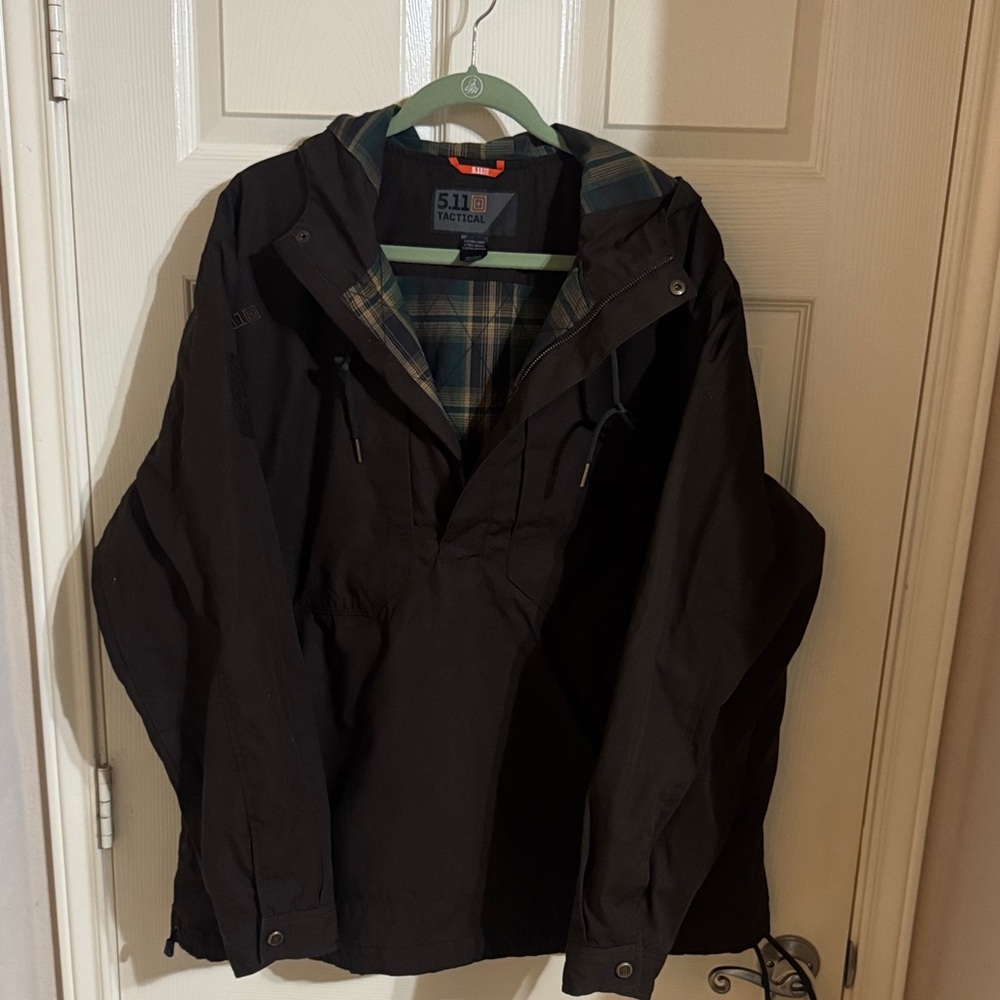 5.11 Tactical Black Hooded Shirt Jacket with Plaid Lining